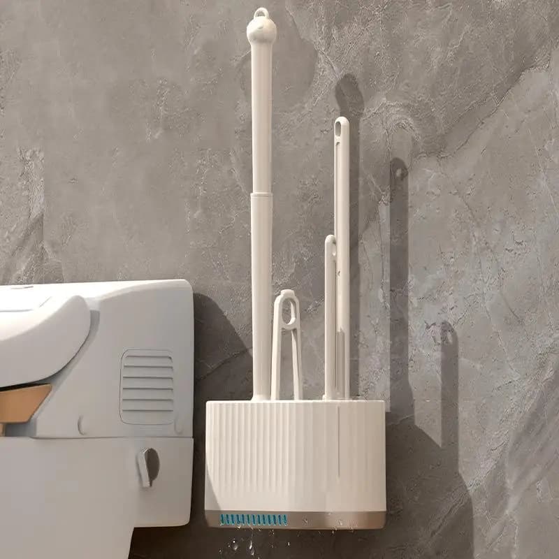 2026 New 4 In1 Toilet Brush Silicone Wall Mounted Multi-functional Cleaning Tools With Bracket Home Bathroom Accessories Sets