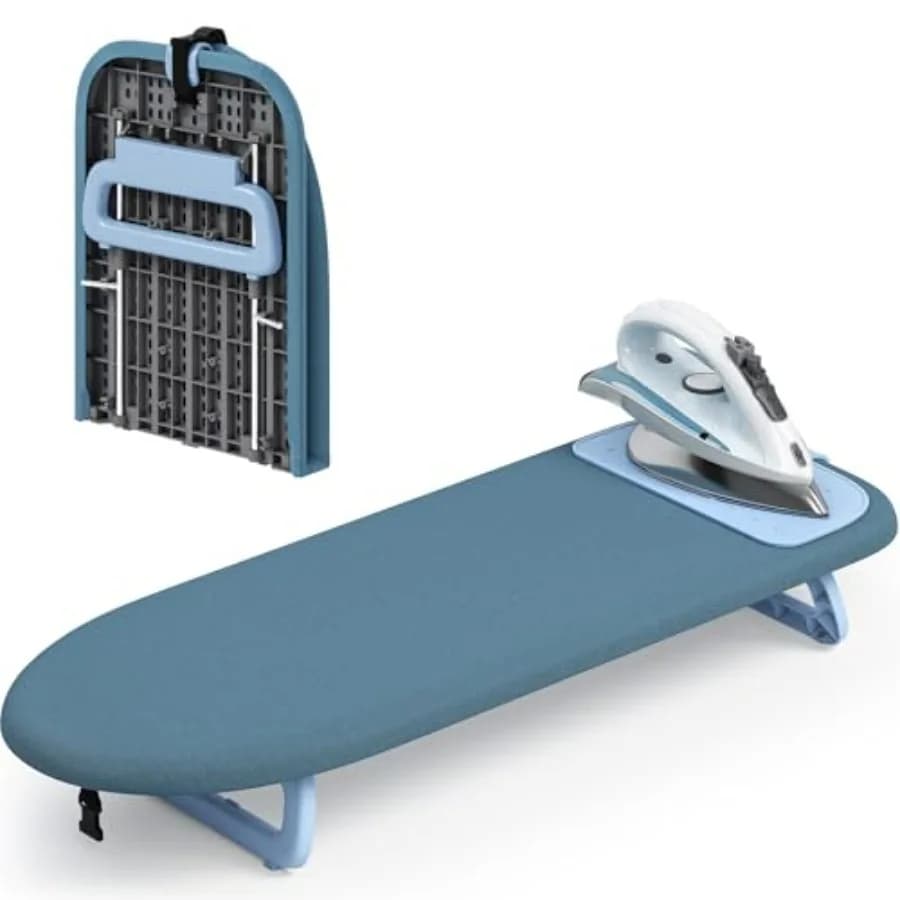 Tabletop Ironing Board, Small Ironing Board with Iron Mat, Foldable Mini Iron Board, Easy Storage for Travel and Dorm, 12x32