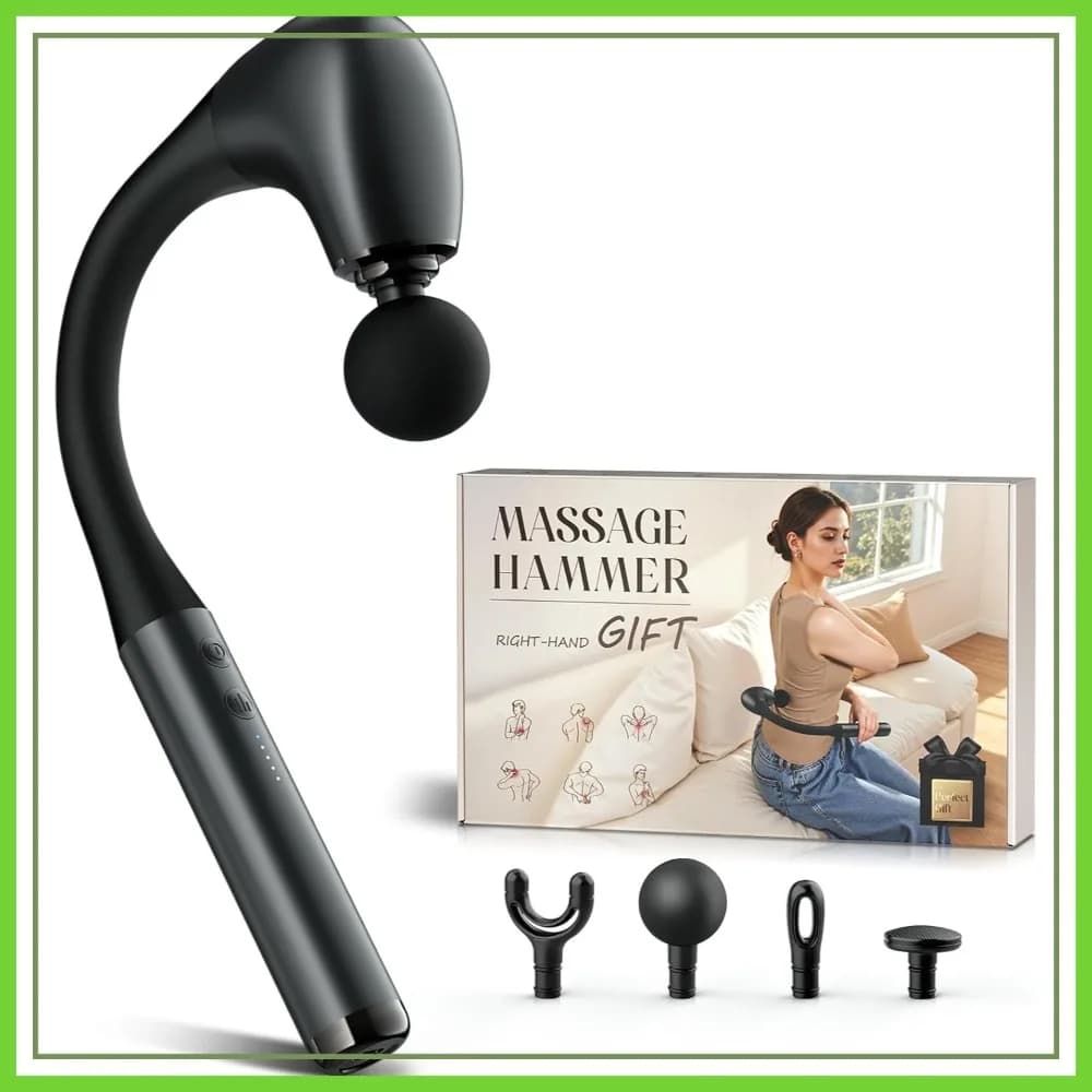 Pistola per Massaggio Profondo dei Tessuti da 10mm con Manico Estensibile, Massaggiatore Portatile a Percussione per Alleviare il Dolore a Collo, Spalle, Vita e Gambe