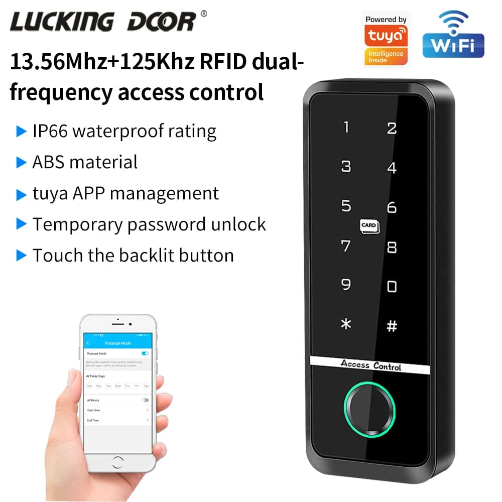 12V Tuya Wifi Electronic fingerprint lock Open access control keyboard Waterproof Smart Fingerprint ID IC Card Digital keyboard