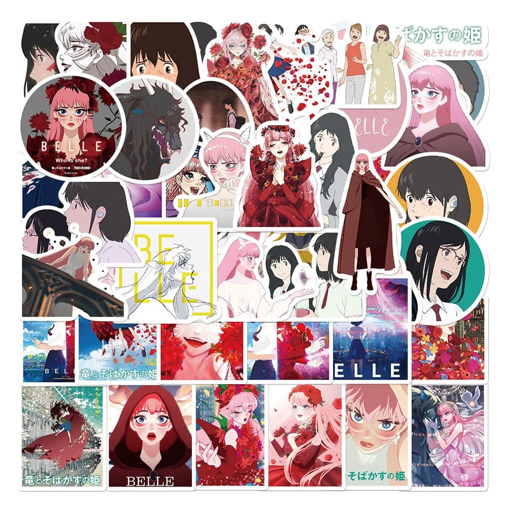 50 Pezzi Adesivi Anime, Decalcomanie Cartoon per DIY, Skateboard, Notebook, Laptop, Adesivi Impermeabili Cool