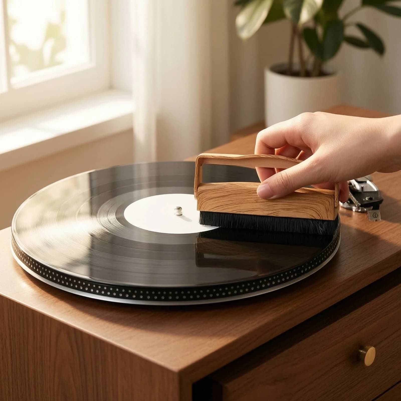 Vinyl Vinyl Cleaning Brush Anti-Static Vinyl Vinyl Brush Accessories Safe Compact for Audiophiles, Turntable Setups