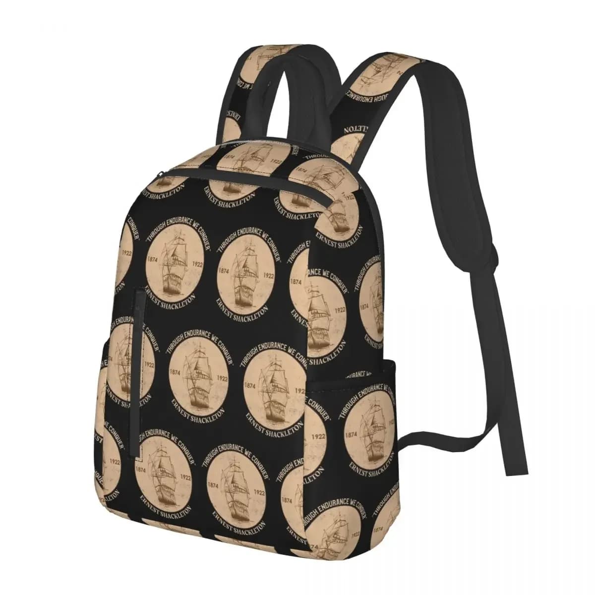 Sir Ernest Shackleton - Through Endurance We Conqu Backpack School Bag Hiking Travel Daypack for Men Women Bookbag Shoulder Bags