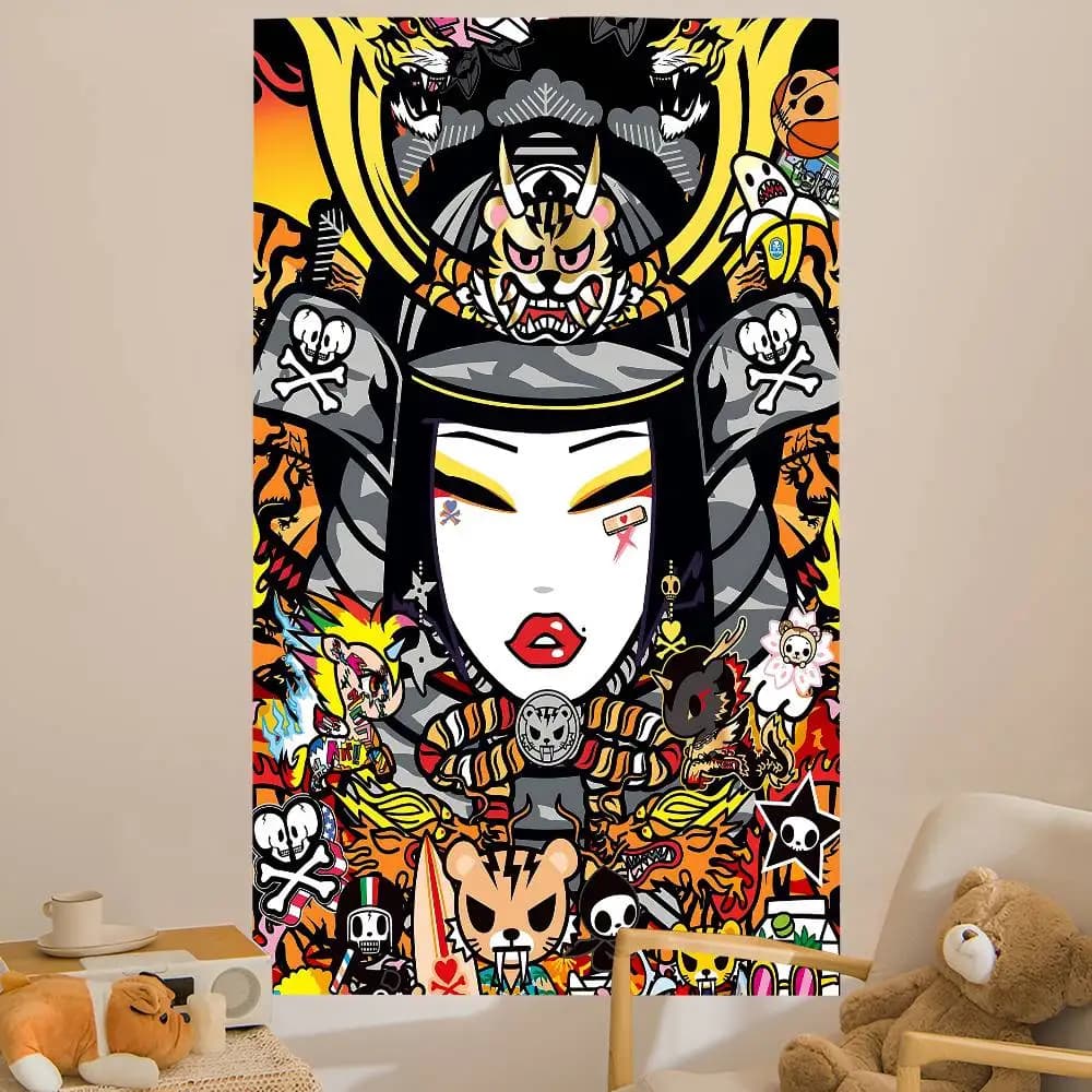 Japan Anime T-TokidokiS Printed Large Wall Tapestry Hanging Tarot Hippie Wall Rugs Dorm Home Decor