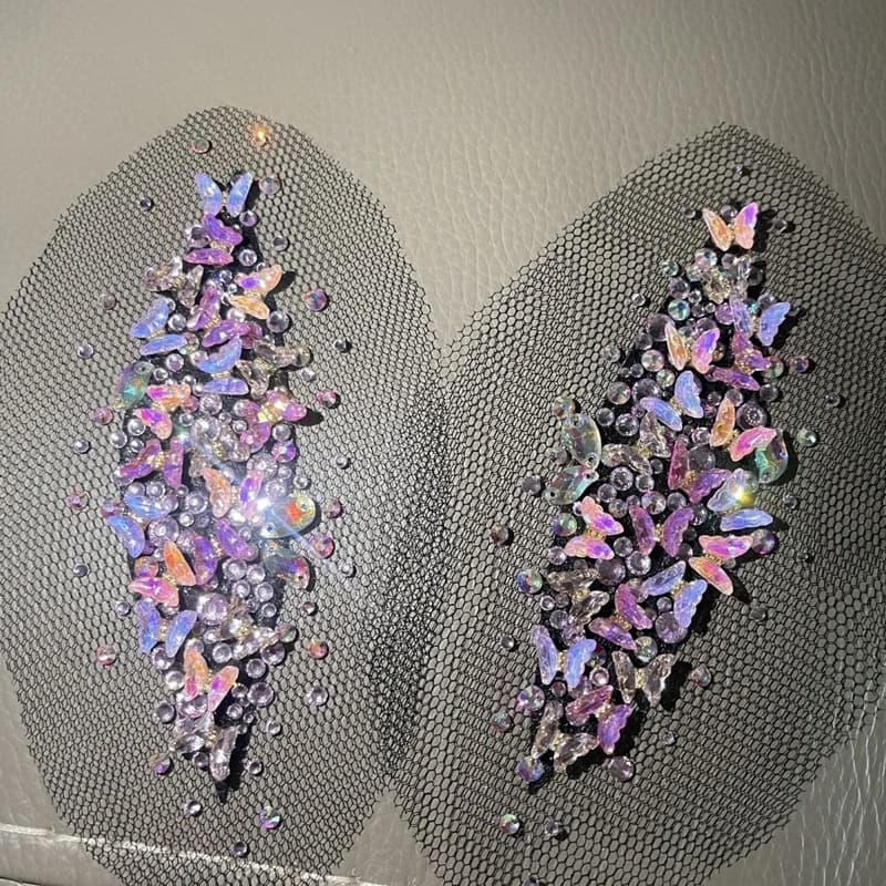 Pattinaggio di figura Kosten copricapo ginnastica artistica copricapo a farfalla copricapo con diamanti scintillanti accessorio per capelli
