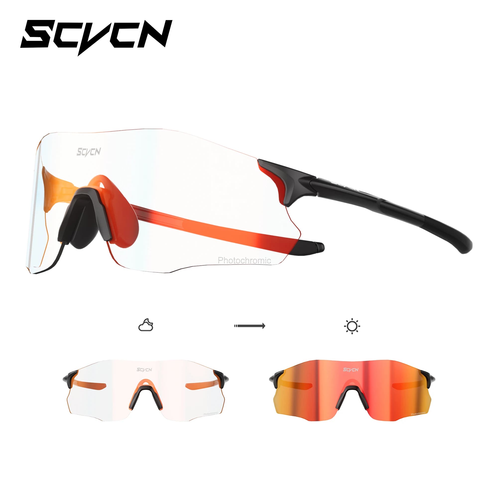 Scvcn Occhiali da ciclismo fotocromatici Occhiali da sole per sport all'aria aperta Uomo Occhiali da bicicletta Occhiali da corsa popolari per bici da donna UV400 Nuovo