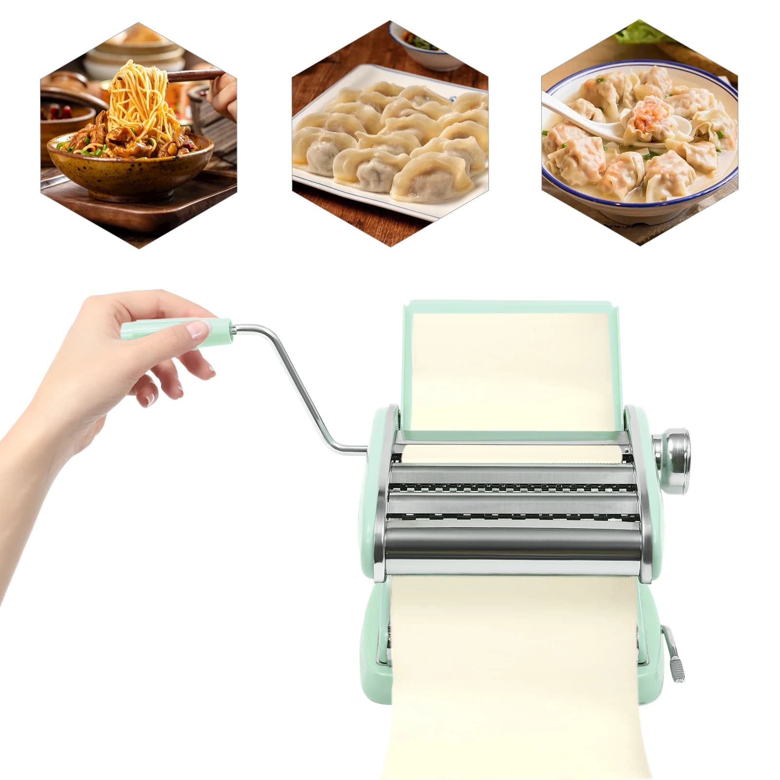Macchina per pasta verde, con 6 impostazioni di spessore regolabili 0,3-5 mm per preparare spaghetti, lasagne, involucri per gnocchi