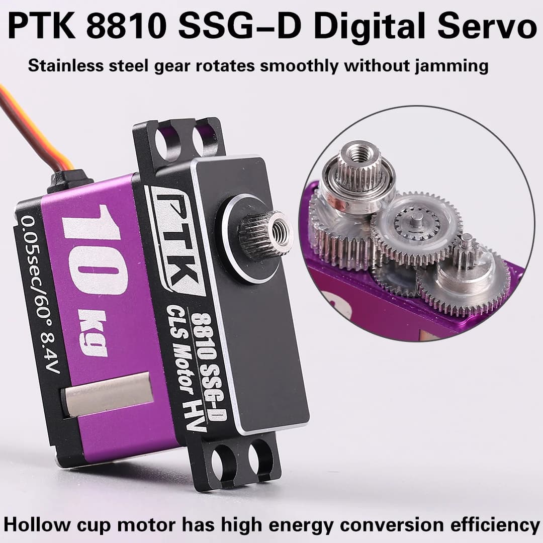 Servo Digitale PTK 8810 SSG-D 10kg con Set di Ingranaggi in Acciaio Inossidabile 180° ° /270 ° /300 ° /360 ° Accessori per Aeromobili RC ad Ala Fissa
