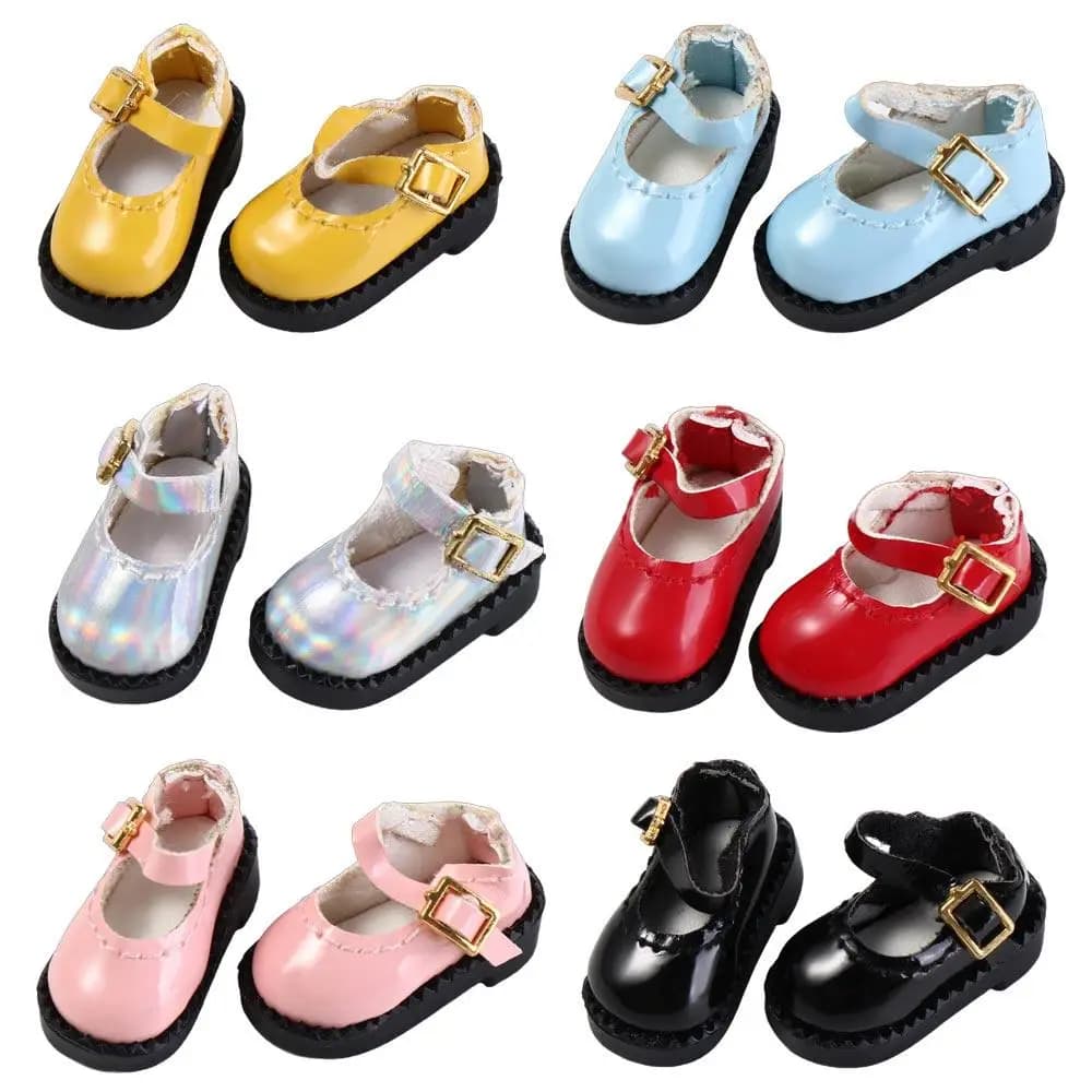 1 paio di sandali per bambole ob11 in pelle PU punta rotonda Mini 12 scarpe per bambole BJD in PU 2.7 * 1.3 cm carino scarpe da principessa OB11 1/12 bambola BJD