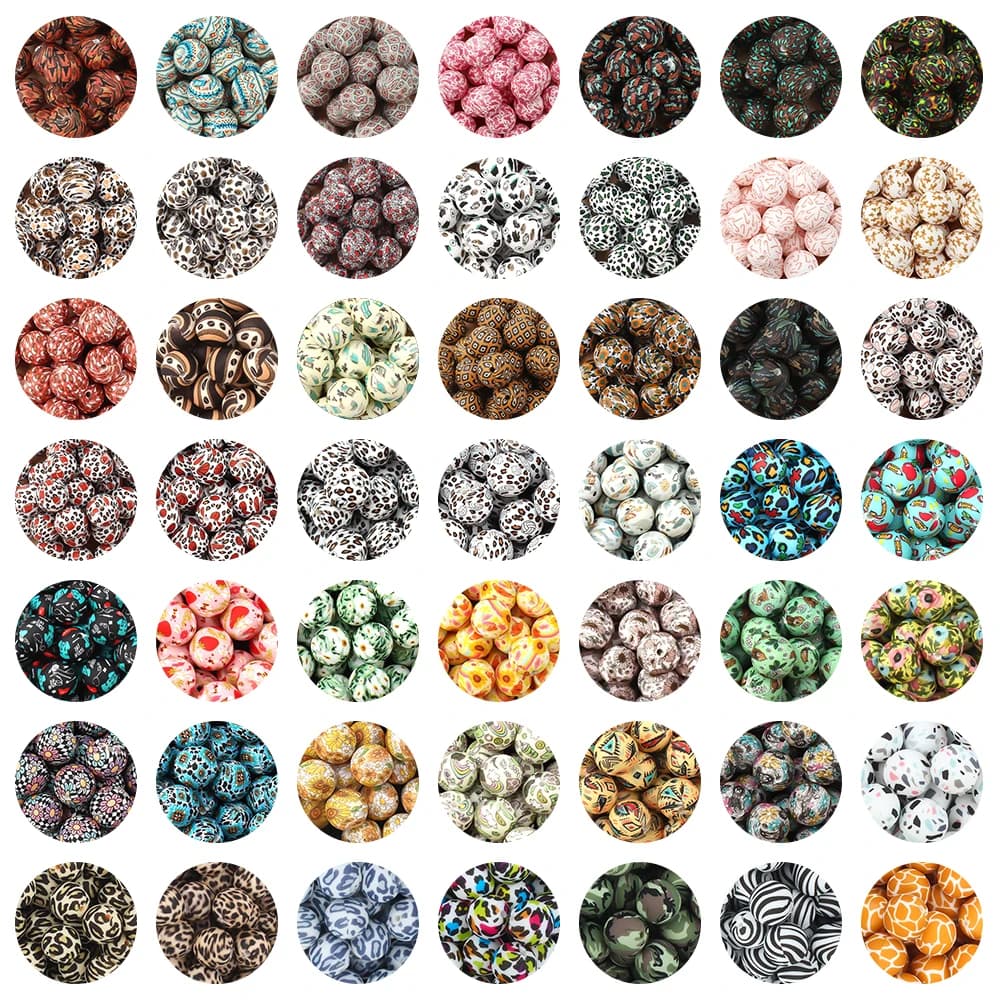 10/20 Pz/lotto 15mm Perline di Silicone Stampato Rotondo Leopardo Terrazzo Dalmata Camo Perline di Silicone per la Produzione di Gioielli Accessori FAI DA TE