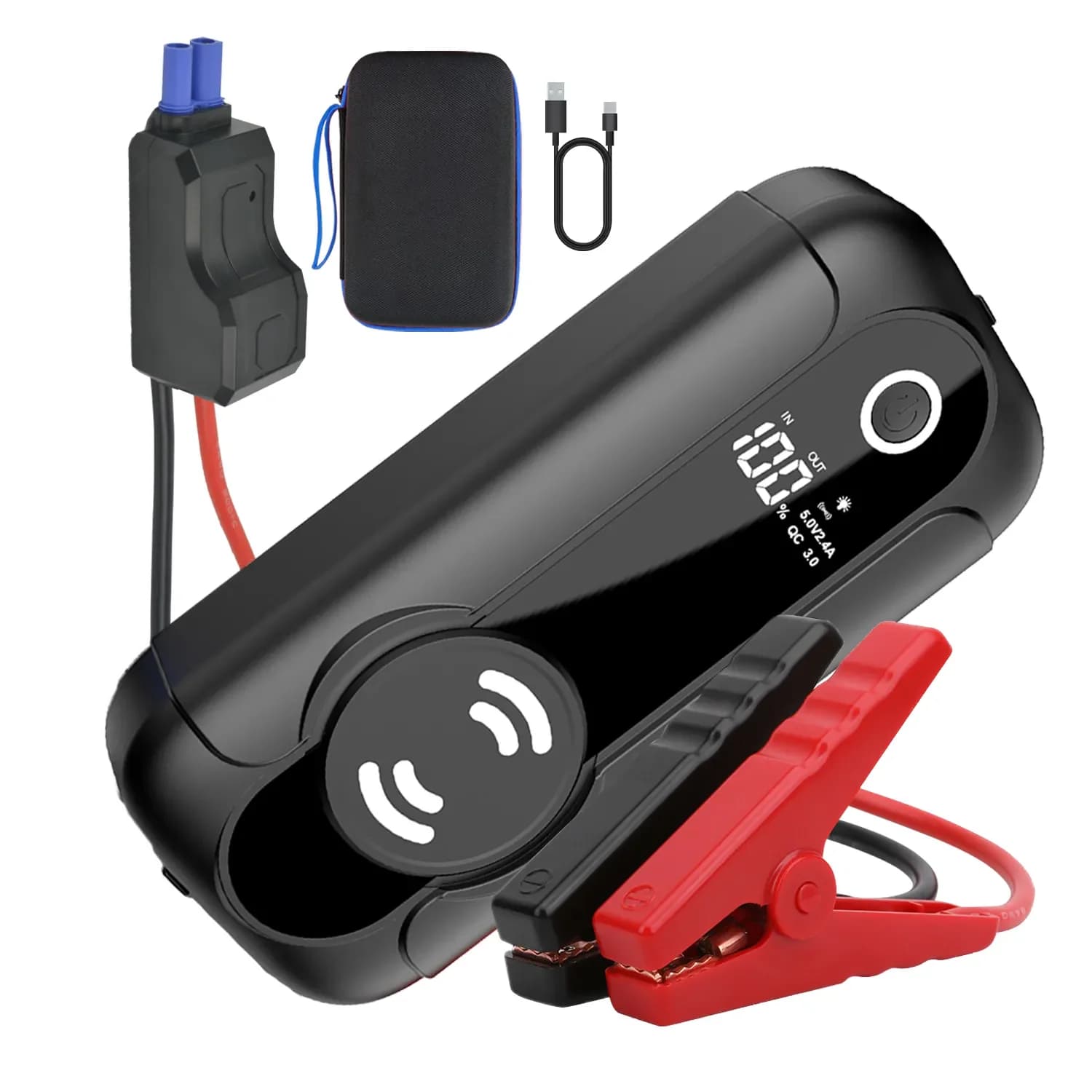 Mini avviamento portatile con batteria al litio da 16 V Power Bank con caricatore booster del compressore d'aria per avviamento di emergenza per auto da 12000 mAh