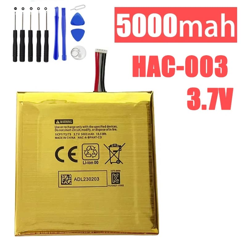 Batteria agli ioni di litio da 5000 mAh per console Nintendo Switch HAC-003 con kit di strumenti di installazione compatibile con console di gioco HAC-001 2017