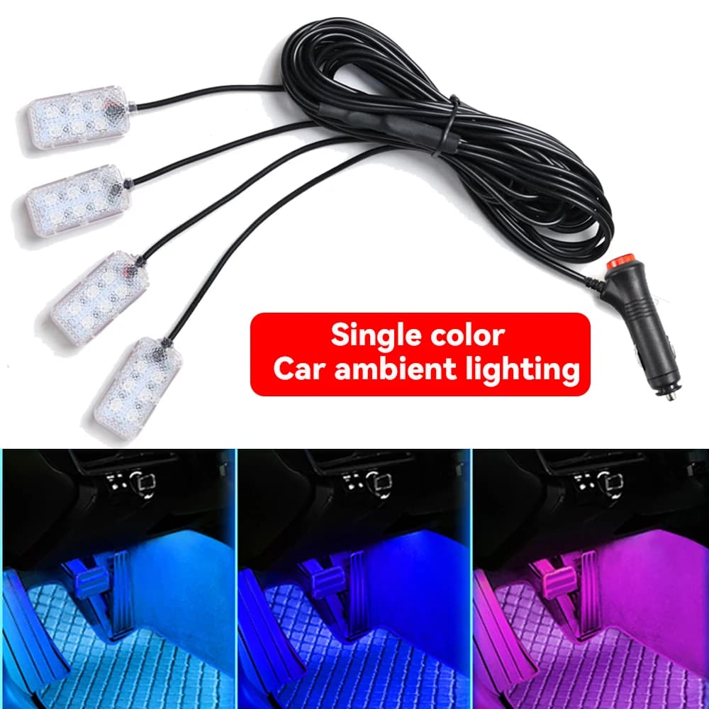 Led Car Foot Ambient Light Neon Mood Lighting Backlight Auto Accessories Interior Decorative Atmosphere Light