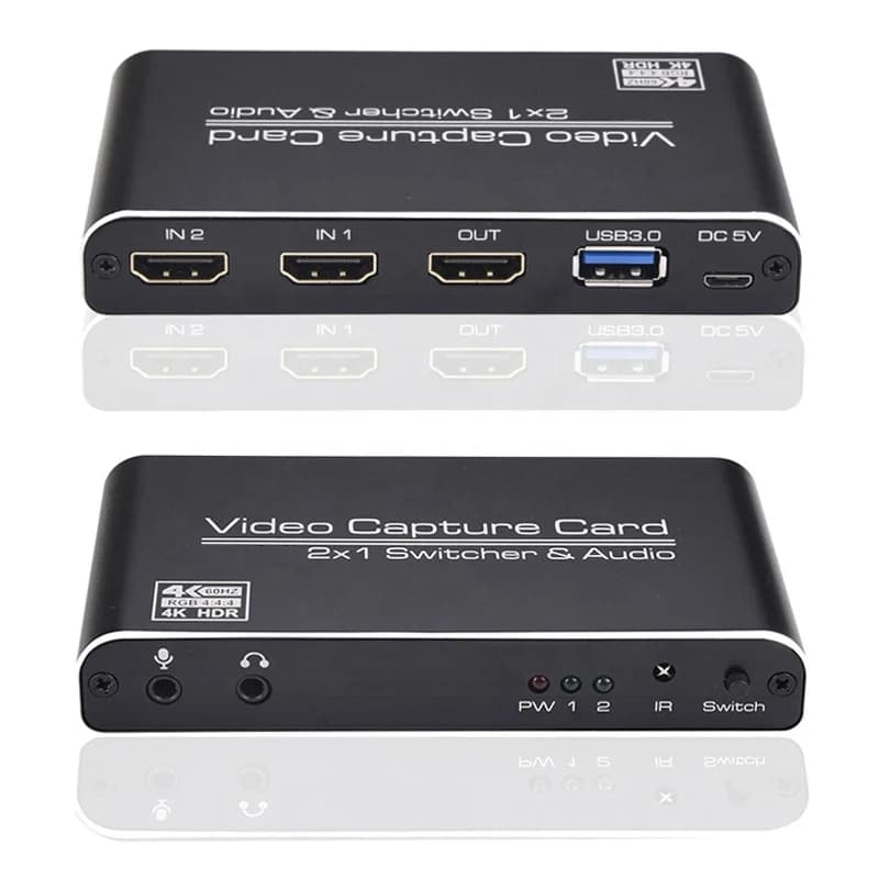 Vendita calda 4K 60Hz 1080P 60fps Scheda di acquisizione video Switcher 2x1 Switcher e audio da R/L a USB 3.0 con loop out per PC