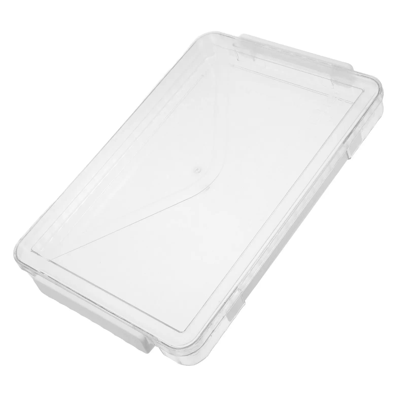 Transparent PET Document Box with Rebound Cover, Portable Handle, Waterproof Fog Organizer