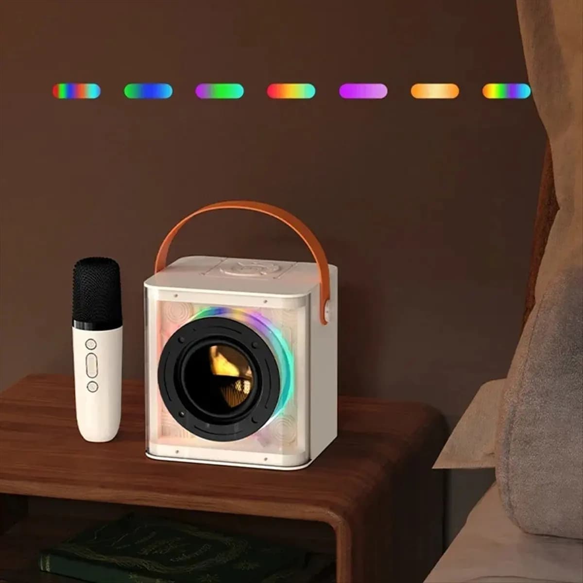 Set di macchine per karaoke mini portatili ABFN, altoparlante Bluetooth, luce colorata, audio surround con 2 microfoni wireless per bambini e adulti B