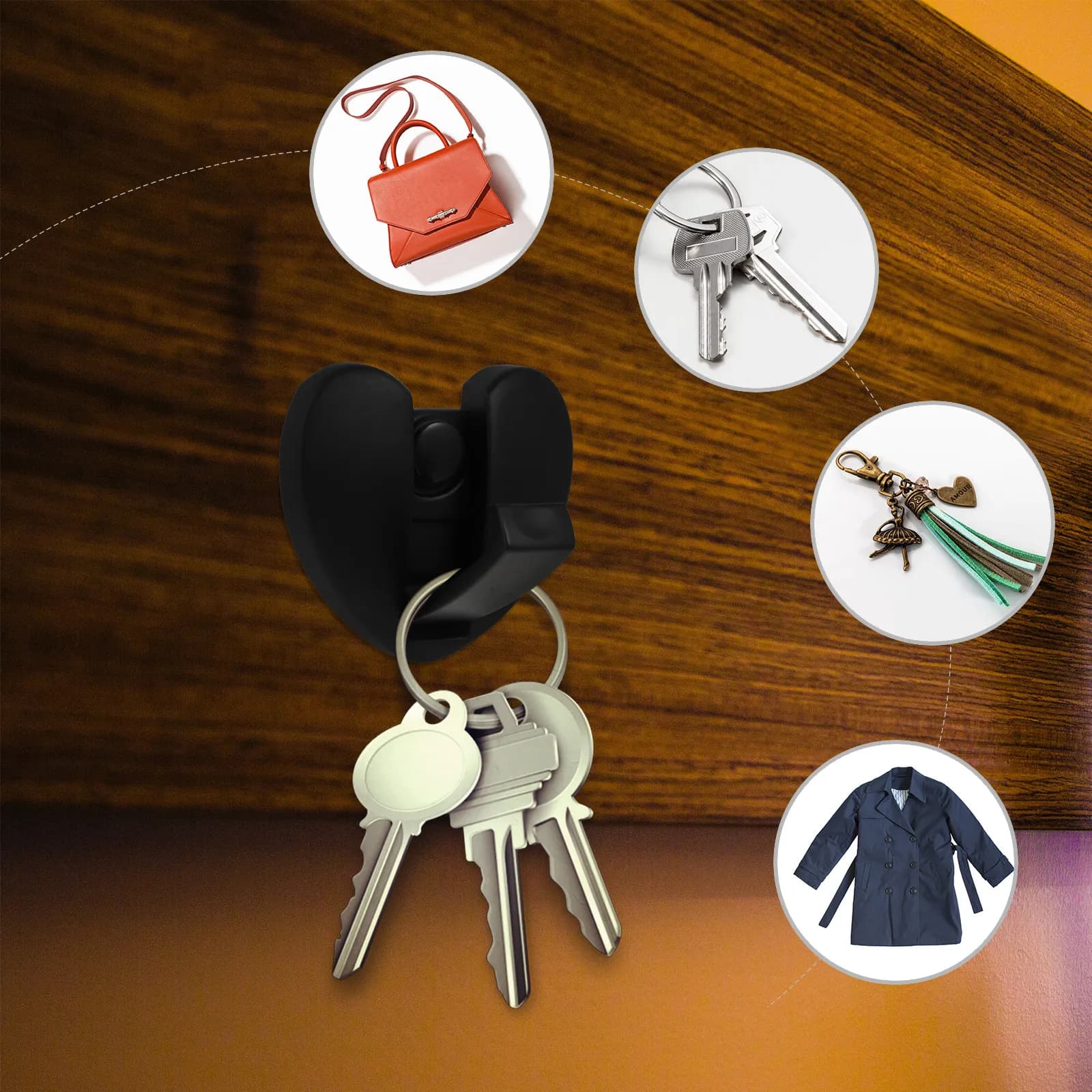 Heart Shaped Foldable Wall Mounted Hook Space Aluminum Adhesive Hanger for Bathroom Kitchen Bedroom Towel Coat Umbrella