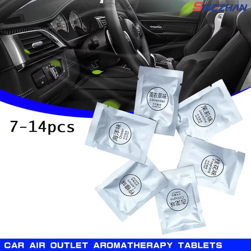 7-14 pz Auto Uscita Aria Aromaterapia Compresse Uscita Aria Supplemento Compresse Piccolo Ventilatore Pe Solido Fragranza compresse Profumo Pad