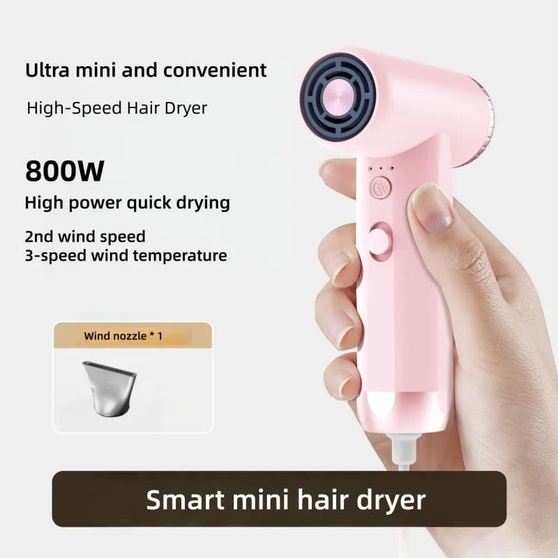High Speed Mini Hair Dryer for Dormitory and Travel, Electric Hair Dryer Blankless Ion Negative and Sonic