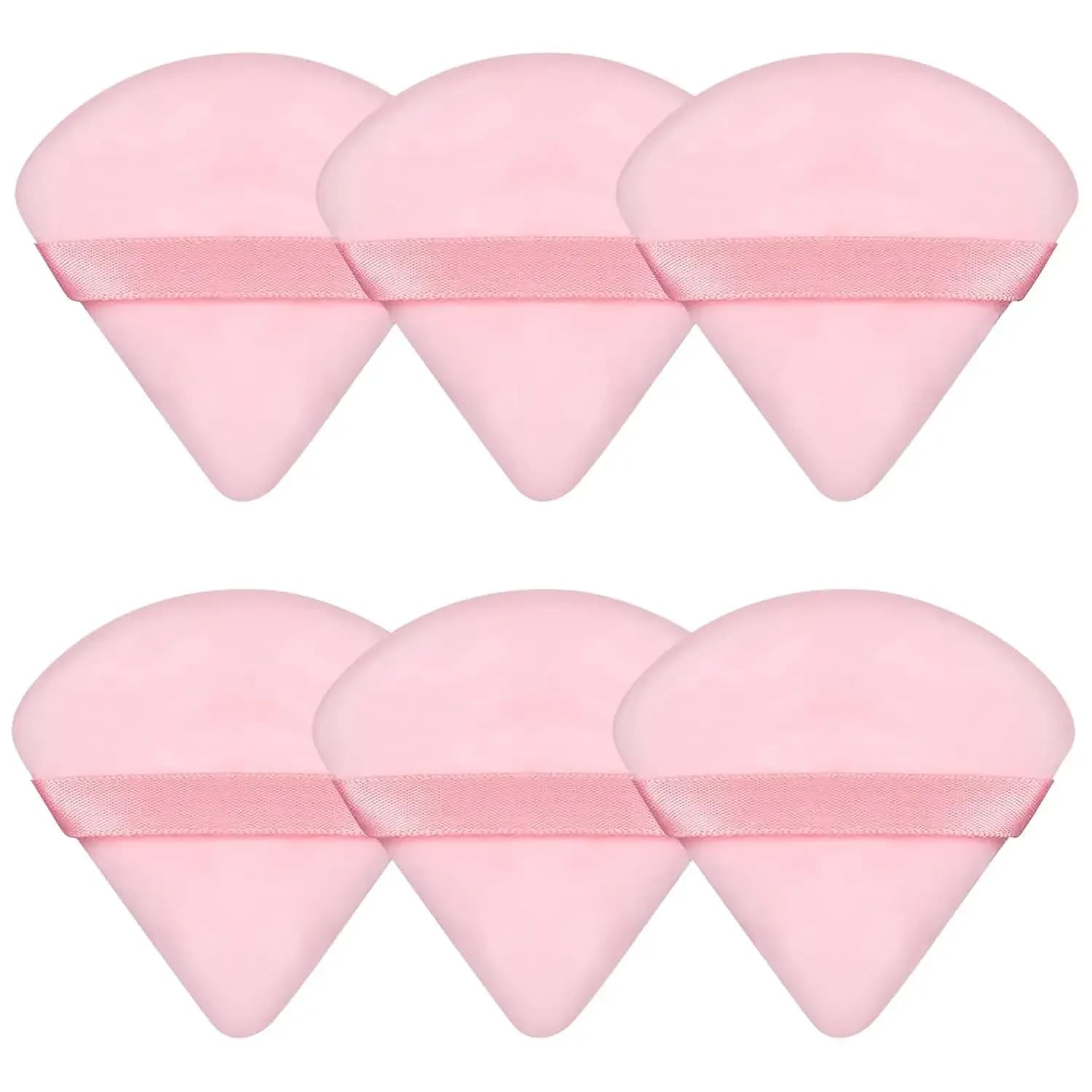 Set di Spugnette Triangolari Rosa, Morbide Spugne in Velluto per Polvere Libera e Fissante, Set di 6 Strumenti per il Trucco