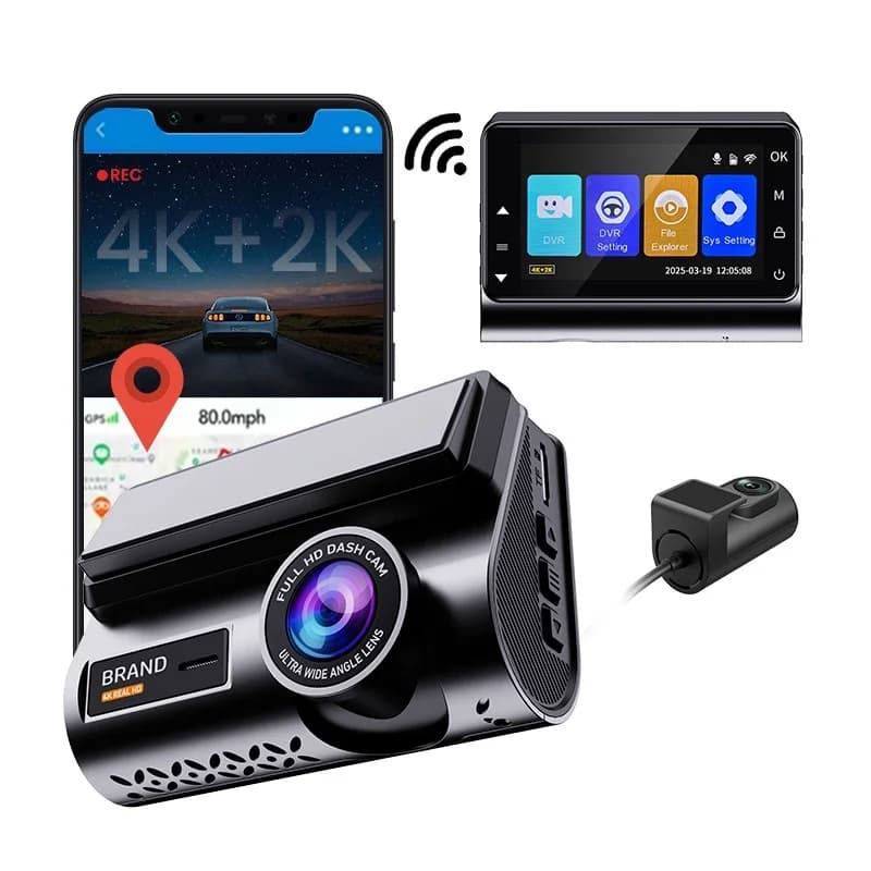 Cross-border 3 Inch Screen 4K+2K WiFi GPS Dual Dash Cam Front and Rear Car DVR
