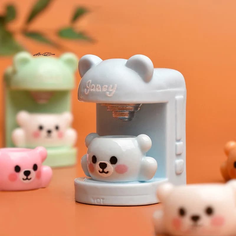 4 set di macchinette da caffè e tazze in miniatura per casa delle bambole Little Bear, elettrodomestici, decorazioni per accessori per la casa delle bambole