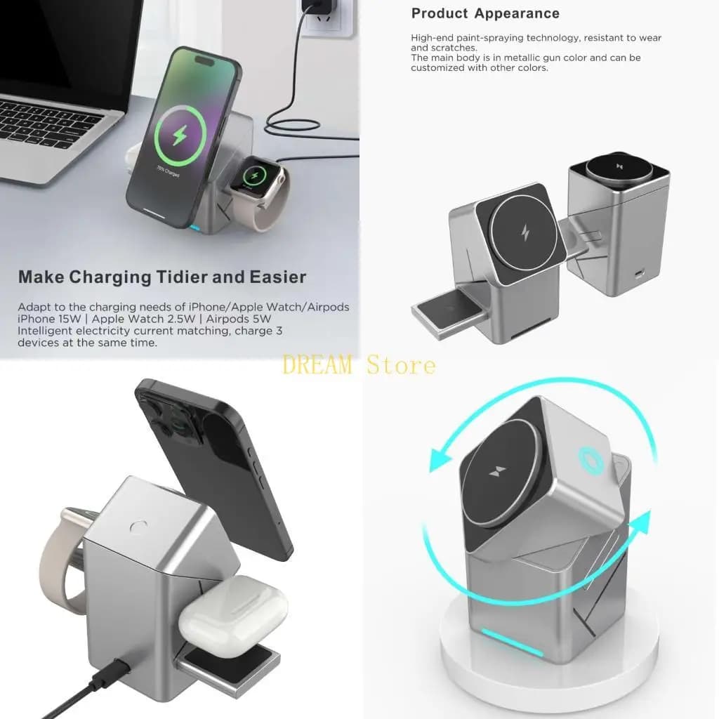 Caricabatterie wireless da 15 W con supporto magnetico a ricarica rapida con rotazione automatica per gadget. migliore