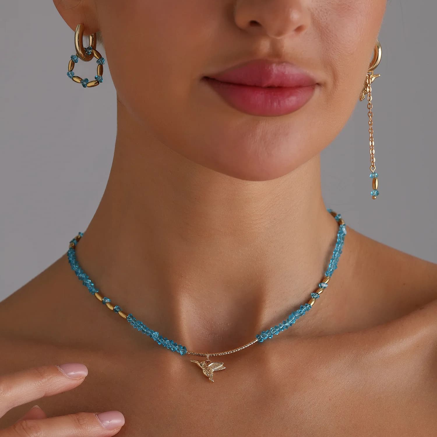 2025 New Glass Crystal Heart Jewelry Set Elegant Necklace Earrings for Women Dainty Boho Jewelry Accessories