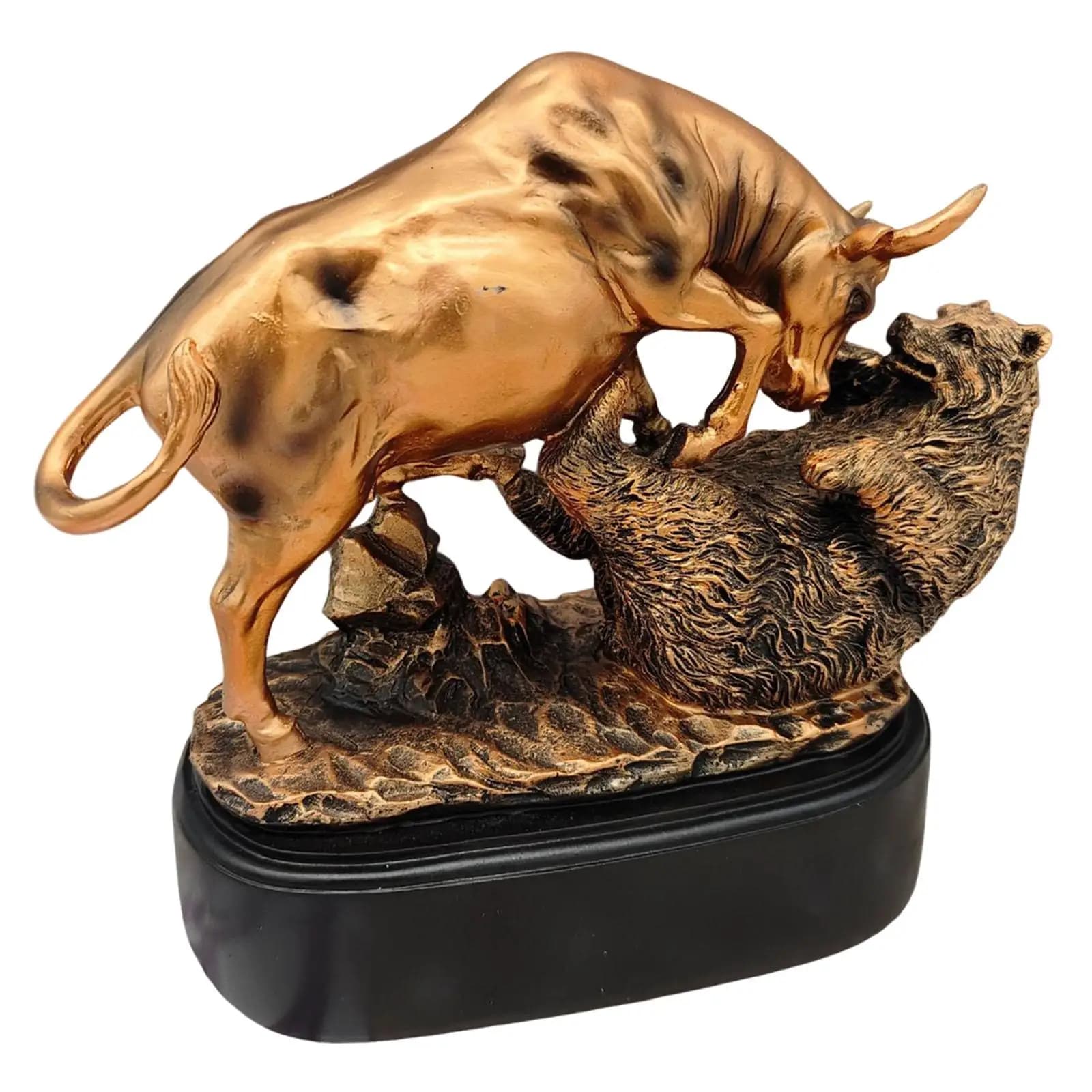 Statua di lotta dell'orso toro, opera d'arte creativa decorativa, decorazione da tavolo, statuetta in resina, scultura animale per armadietto, camera da letto, libreria