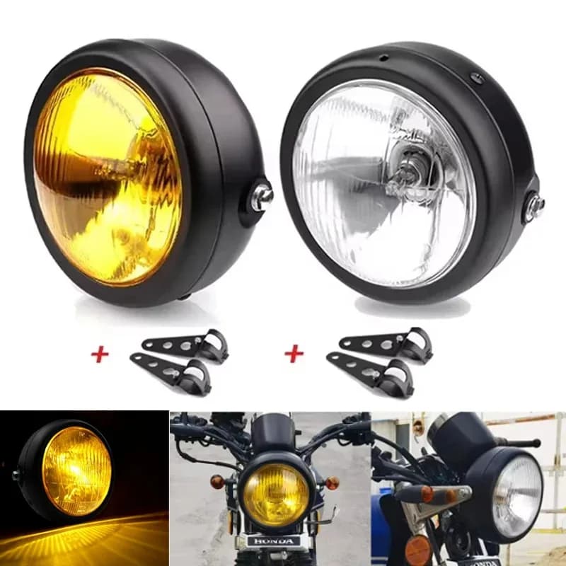 Faro LED da 5,75 pollici per moto, stile vintage, luci rotonde, lampada flash, accessori moto, luce di guida, faro anteriore Cafe Racer
