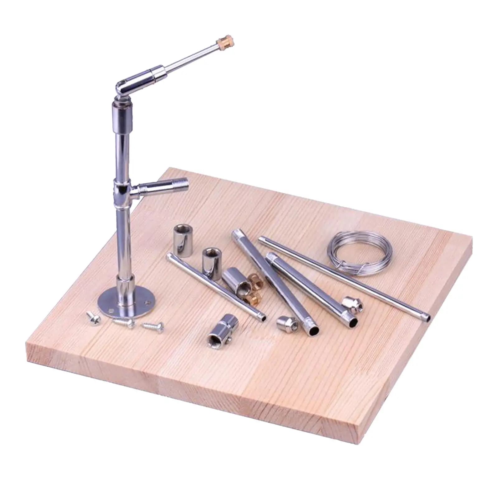 Supporto per tubi di ferro e tavole di legno / Portaoggetti / Supporto per arte in argilla