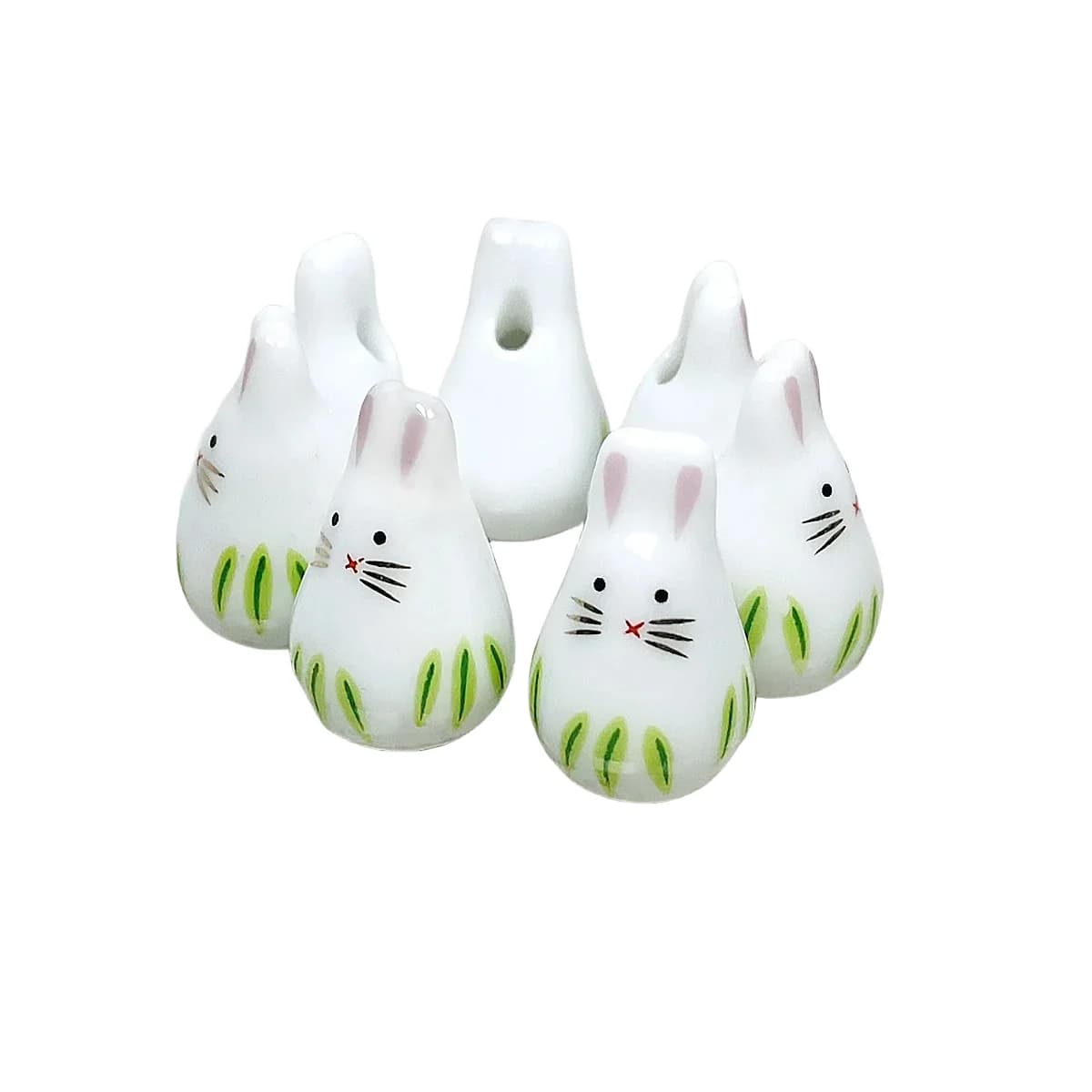 5 pcs 21x13mm cute rabbit jewelry ceramic beads making loose beads accessories DIY bracelet NecklaceCharm jewelry