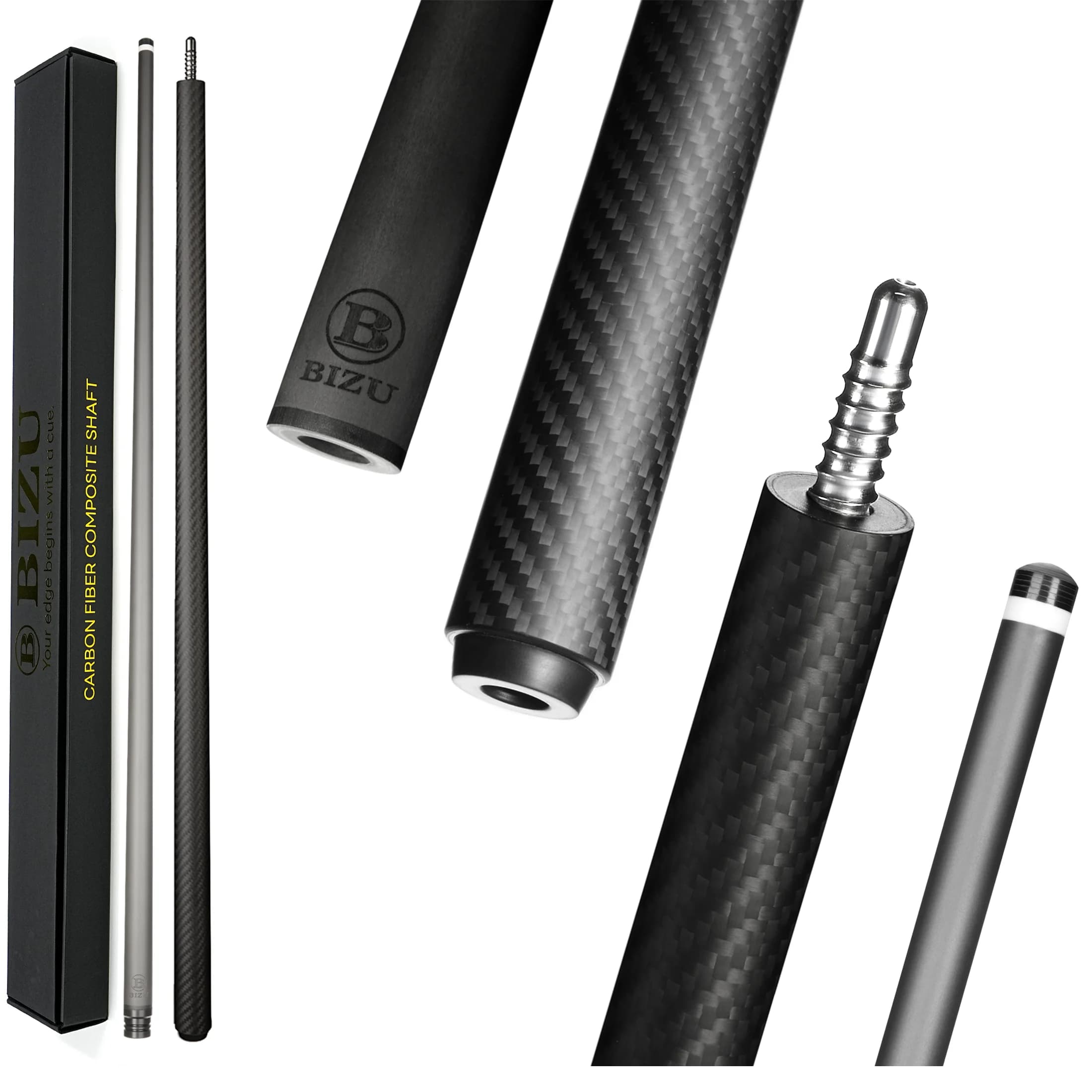 BIZU Stecca da Biliardo in Fibra di Carbonio con Giunto 3/8x8, Strumento di Precisione per Tavolo da Biliardo