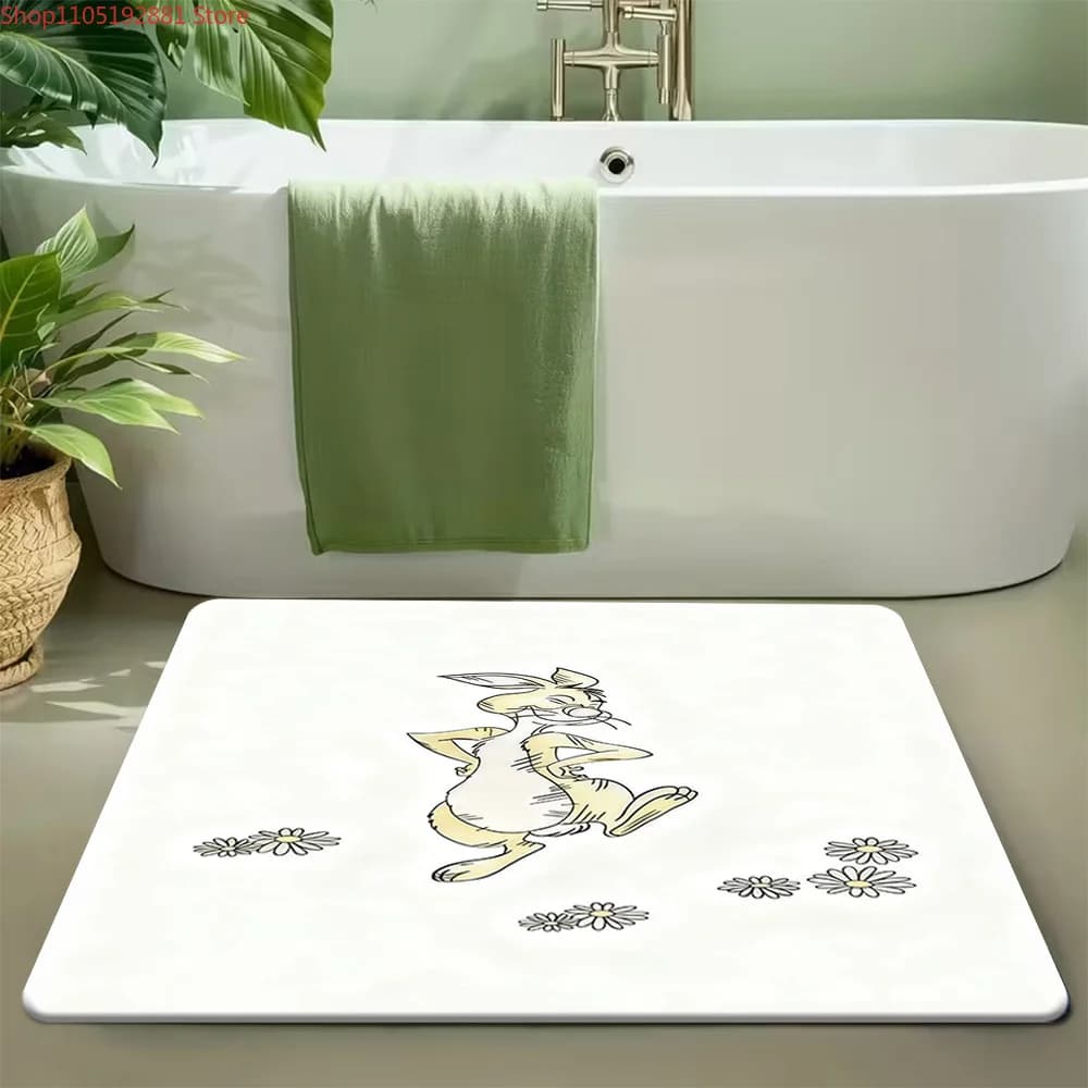 Tappetino da bagno Disney Winnie the Pooh con personaggio coniglio, tappeto da bagno super assorbente antiscivolo, simpatico tappeto a tema coniglio e fiore di margherita