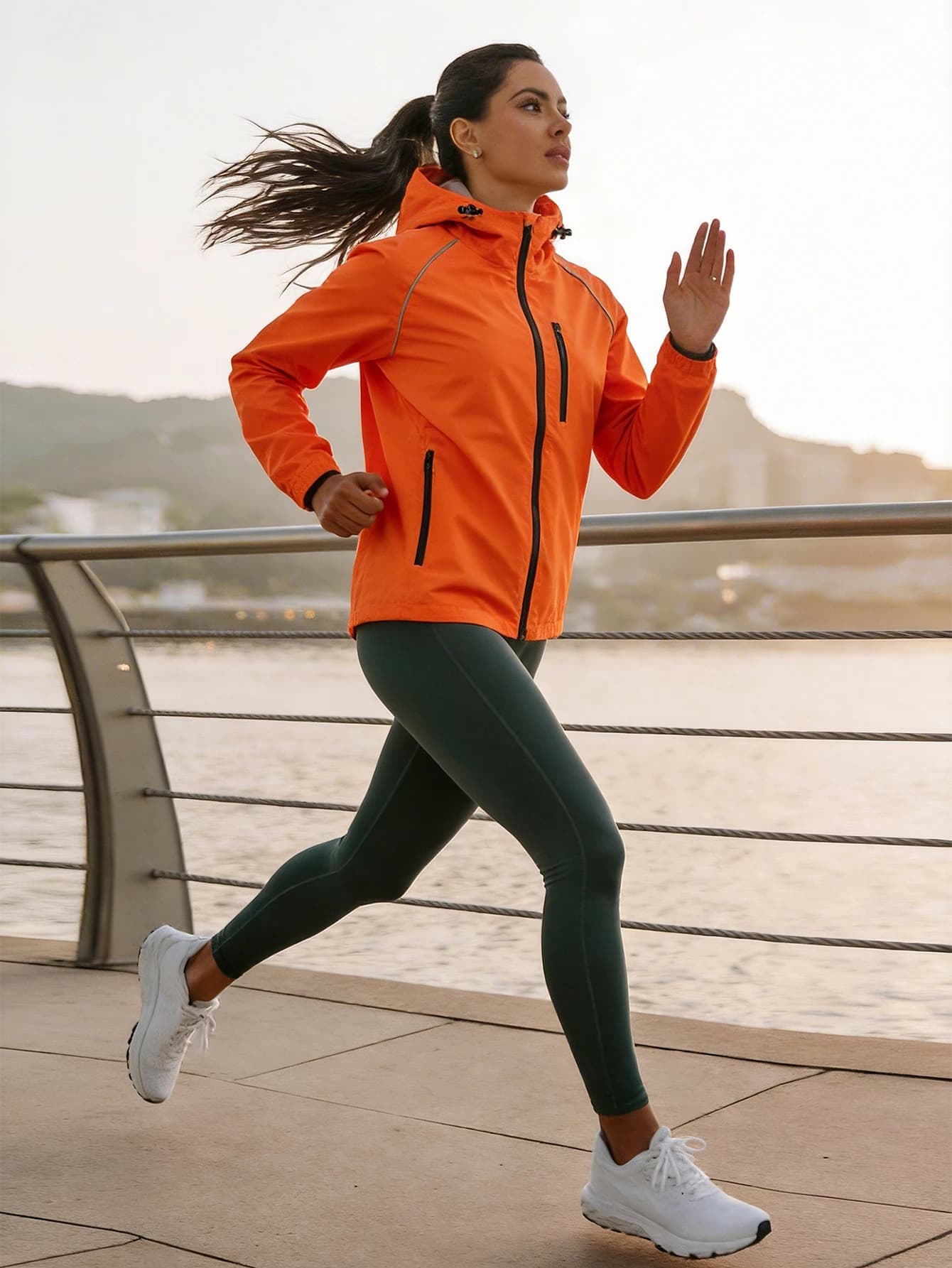 Giacca da Ciclismo con Cappuccio per Donna, Antivento e Impermeabile, Manica Lunga, Traspirante e Idrorepellente, Abbigliamento Sportivo da Escursionismo