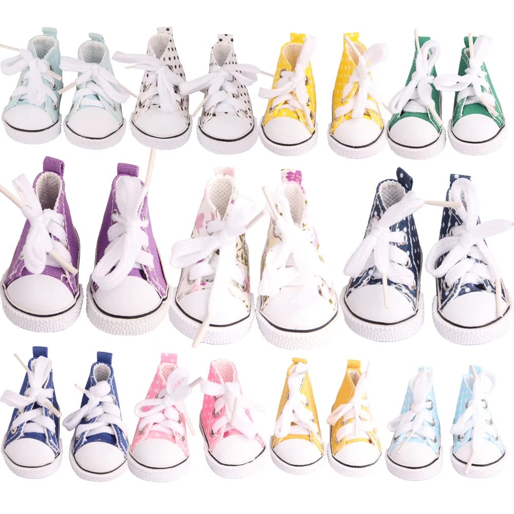 5cm Canvas Shoes For EXO Nancy Doll Dot Mini Canvas Shoes Sneakers For 14Inch American&DIY Cotton Russia Girl Doll Best Gift Toy