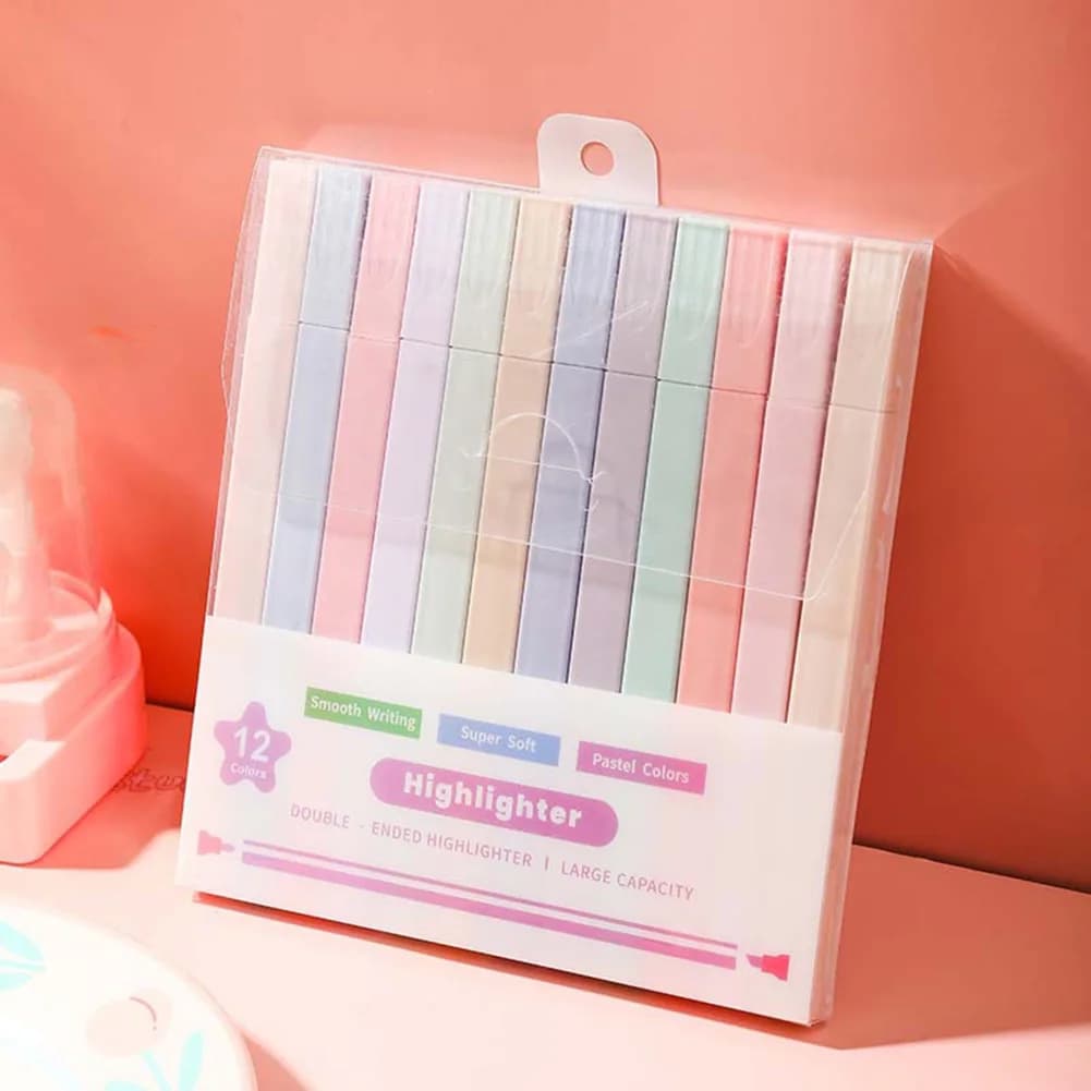 12 pezzi/set evidenziatori Morandi, portatili, colori pastello, a rapida asciugatura, con protezione speciale per gli occhi, per prendere appunti
