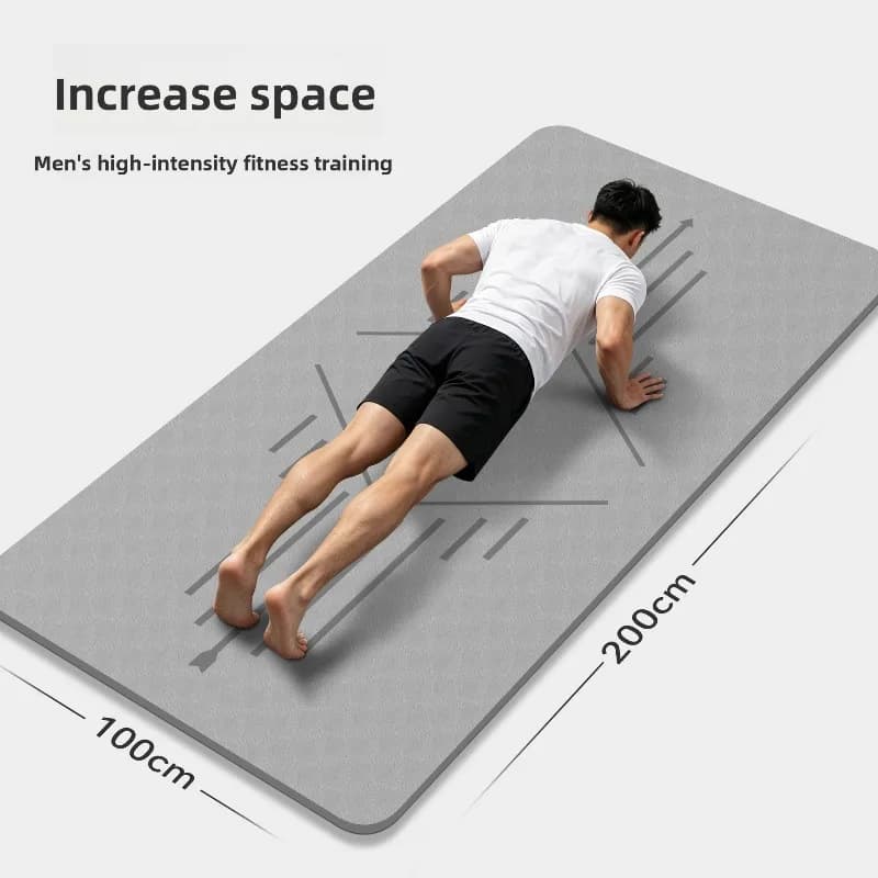 Large Size Yoga Mat Men Fitness Thick Wide Non Slip Tpe Exercise Pad Crunches Gymnastics Mat Gym Mat Workout Mat Exercise Mat