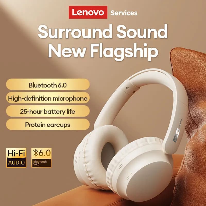 Lenovo LS108 Wireless over-ear Bluetooth 6.0 ENC Gaming heads for clear calls Comfortable earphones with ultra-low latency of 0.06s