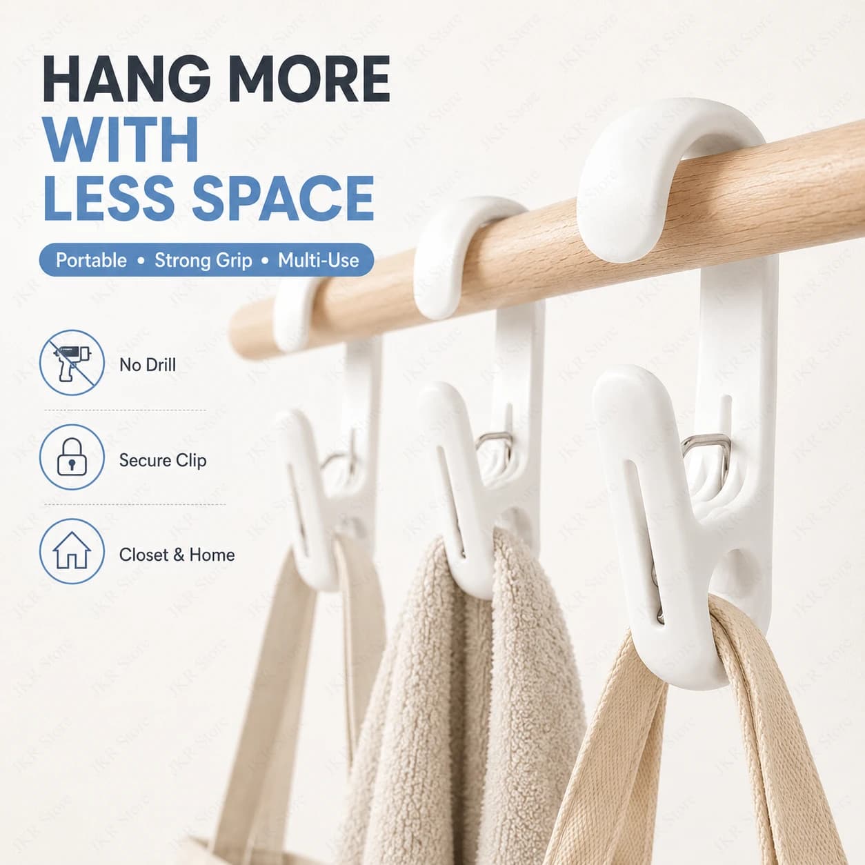 10PCS Multi Purpose Plastic Clip Hangers with Hooks Portable Clamps for Clothes Socks Towels Closet Laundry Storage Organizer