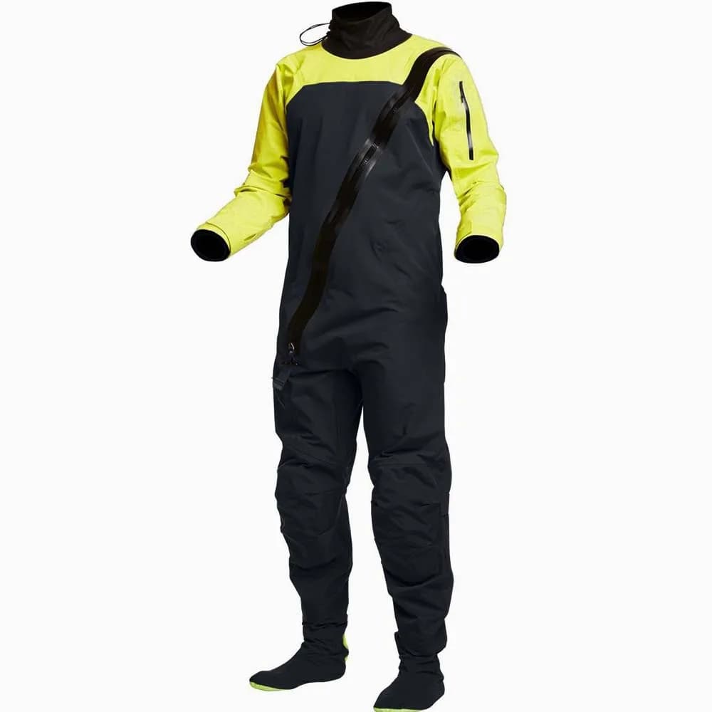 Muta stagna per kayak da uomo, tessuto impermeabile a 3 strati, polsini in lattice, colletto splash, pagaiata d'acqua piatta, un pezzo, inverno e sprin