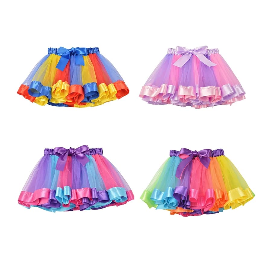 3M-8T Mini Pettiskirt Party Dance 2024 Gonna Tutu Neonata Gonne Principessa Arcobaleno Tulle Gonne Vestiti per ragazze Abbigliamento per bambini