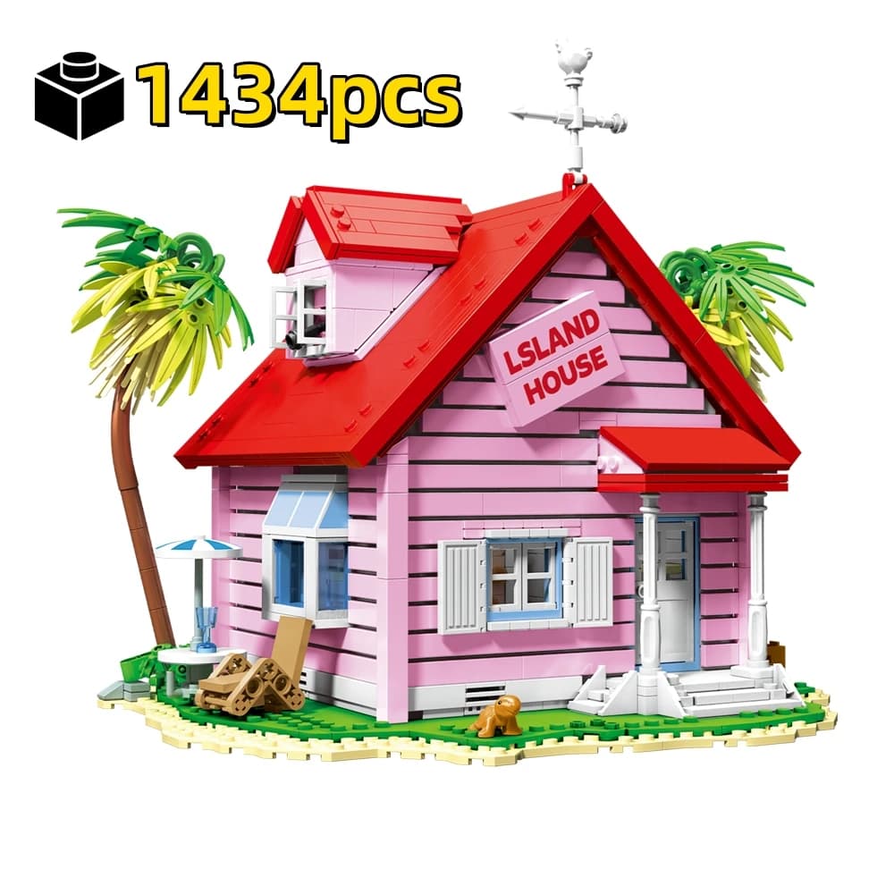 FUNXINEE 1434PCS Master Roshi Island House Building Blocks Anime Seaside Villa Cabina in legno Modello creativo Kit regalo