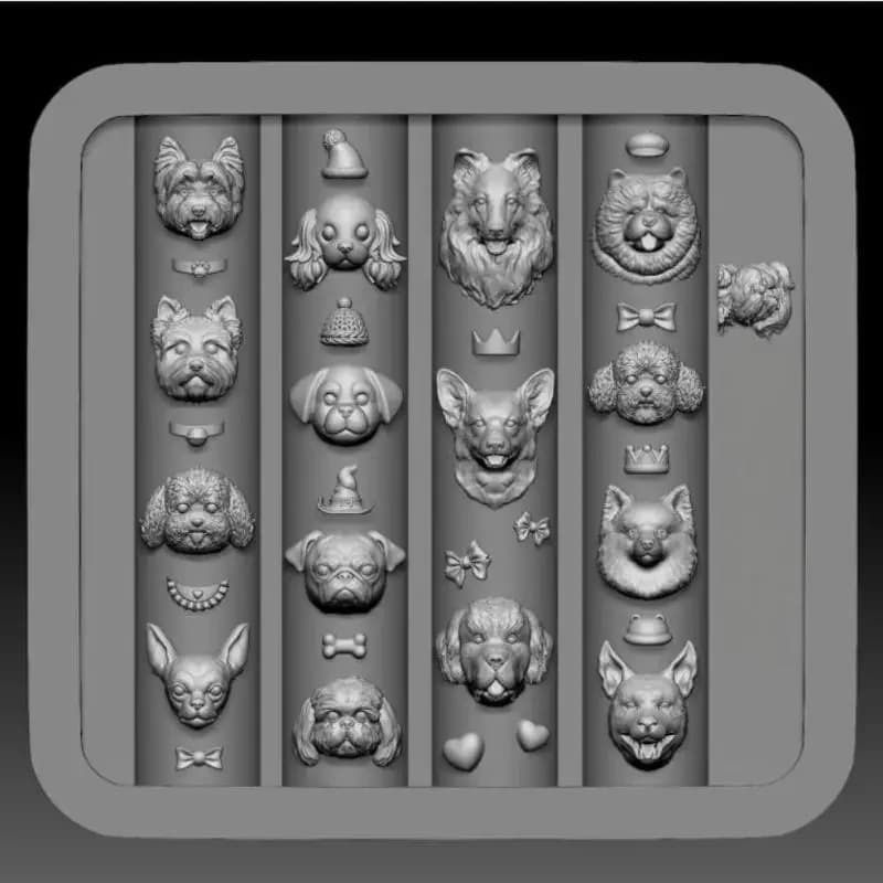 Stampo per nail art per cuccioli 3D in silicone fai da te simpatico cartone animato animale cane stampi per design per unghie modello trasparente per intaglio di nail art
