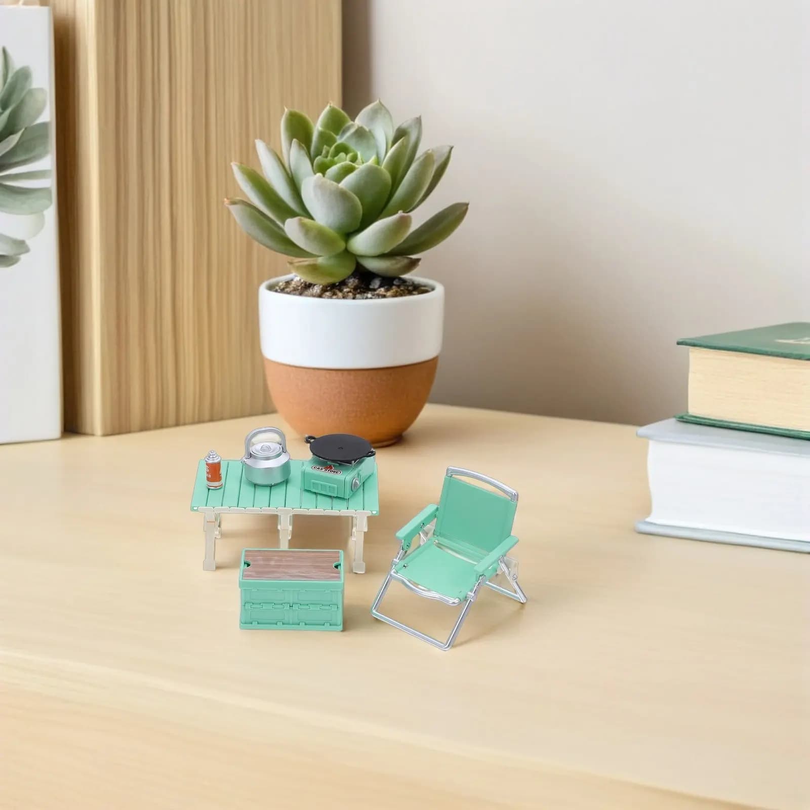 Set da Campeggio in Miniatura, Sedie Pieghevoli Leggere Portatili, Tavolo da Picnic, Fornello a Gas, Compatto e Salvaspazio per il Tempo in Famiglia