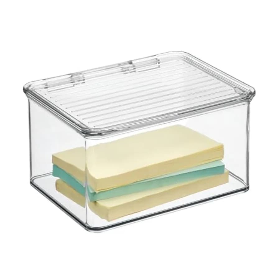 Recycled Plastic Pantry and Kitchen Storage, Freezer and Fridge Organizer Lidded Bin 6.75" x 5.75" x 3.75", Clear