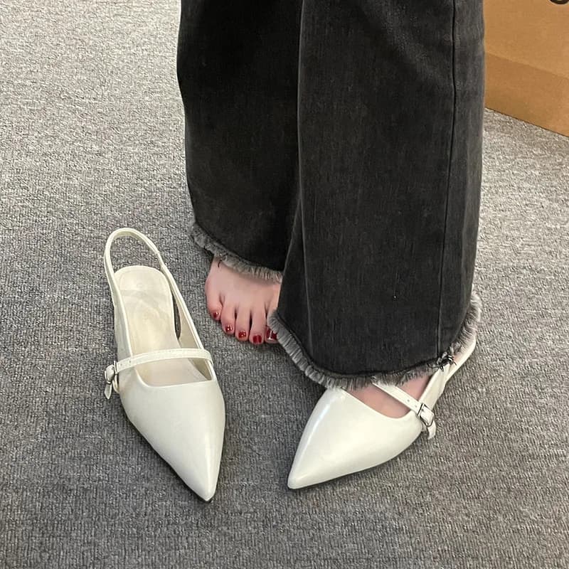 French Flat Baotou Sandals Fairy Shoes New Spring and Summer Pointy Diamond Temperament Single Shoes Zapatos De Mujer