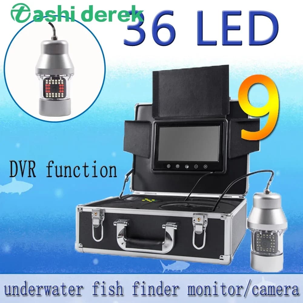 Fish finder F08A Telecamera subacquea per pesca subacquea da 9 pollici Ampia visualizzazione 1000TVL HD con videocamera per visione notturna da 36 luci