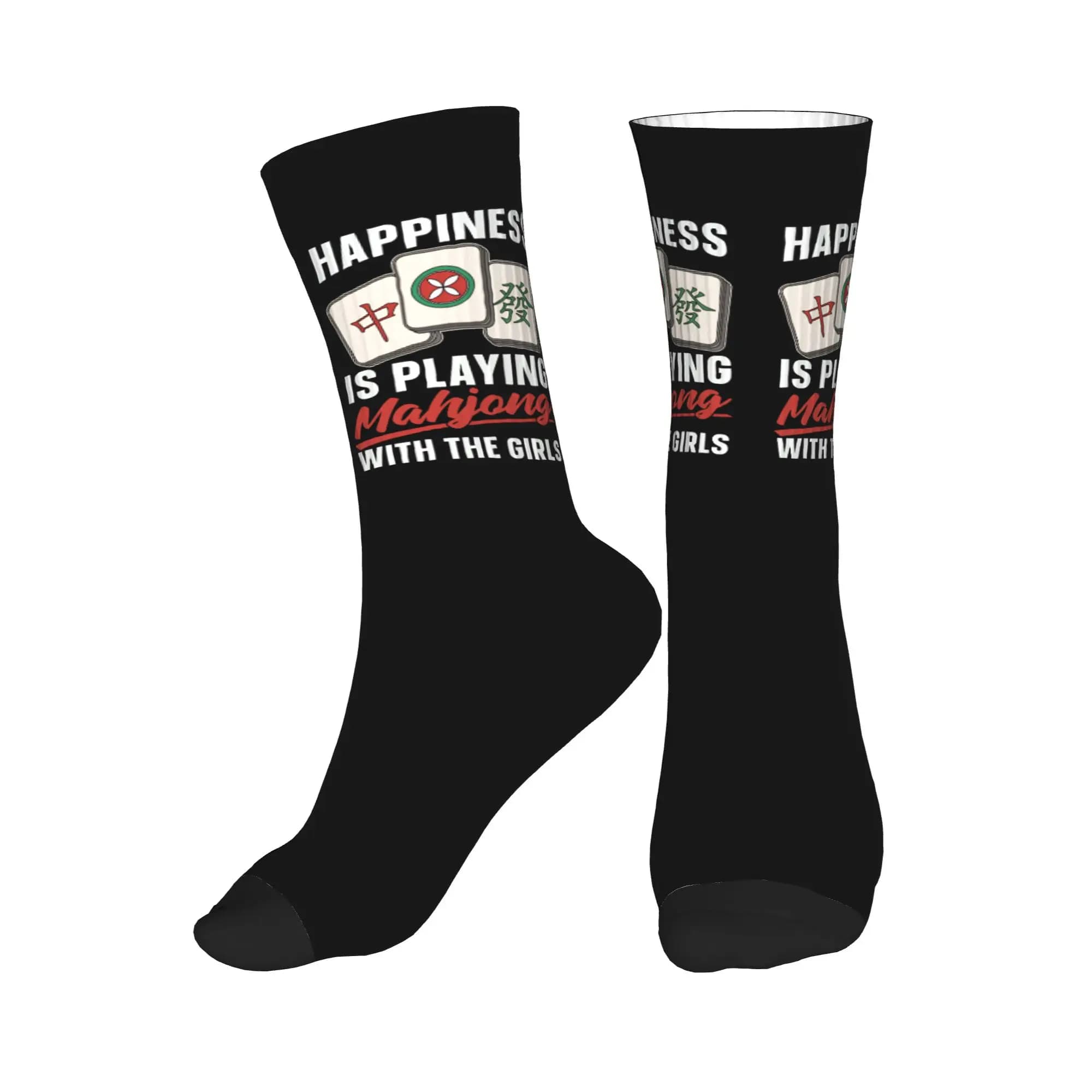 Calzini da uomo Mahjong Happiness Is Playing Mahjong Game, calzini unisex divertenti con stampa 3D