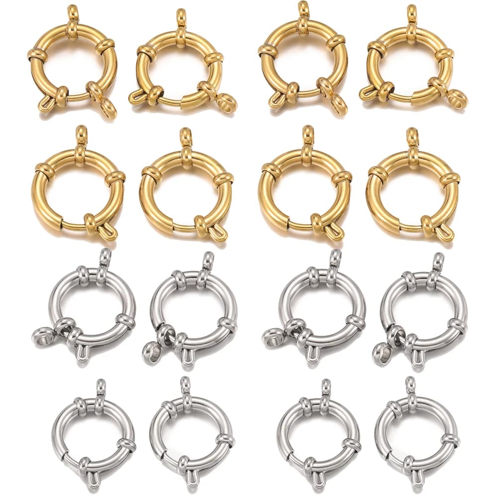 2 Pezzi Chiusure a Molla Rotonde in Acciaio Inox per Bracciali e Collane, Accessori per Creazione di Gioielli Fai-da-Te